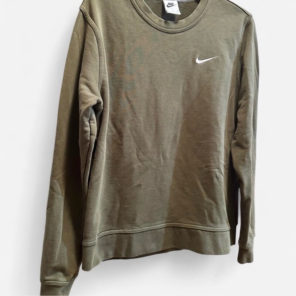 Nike Classic Olive Crewneck Cotton Sweater Womens Medium - Picture 5 of 6